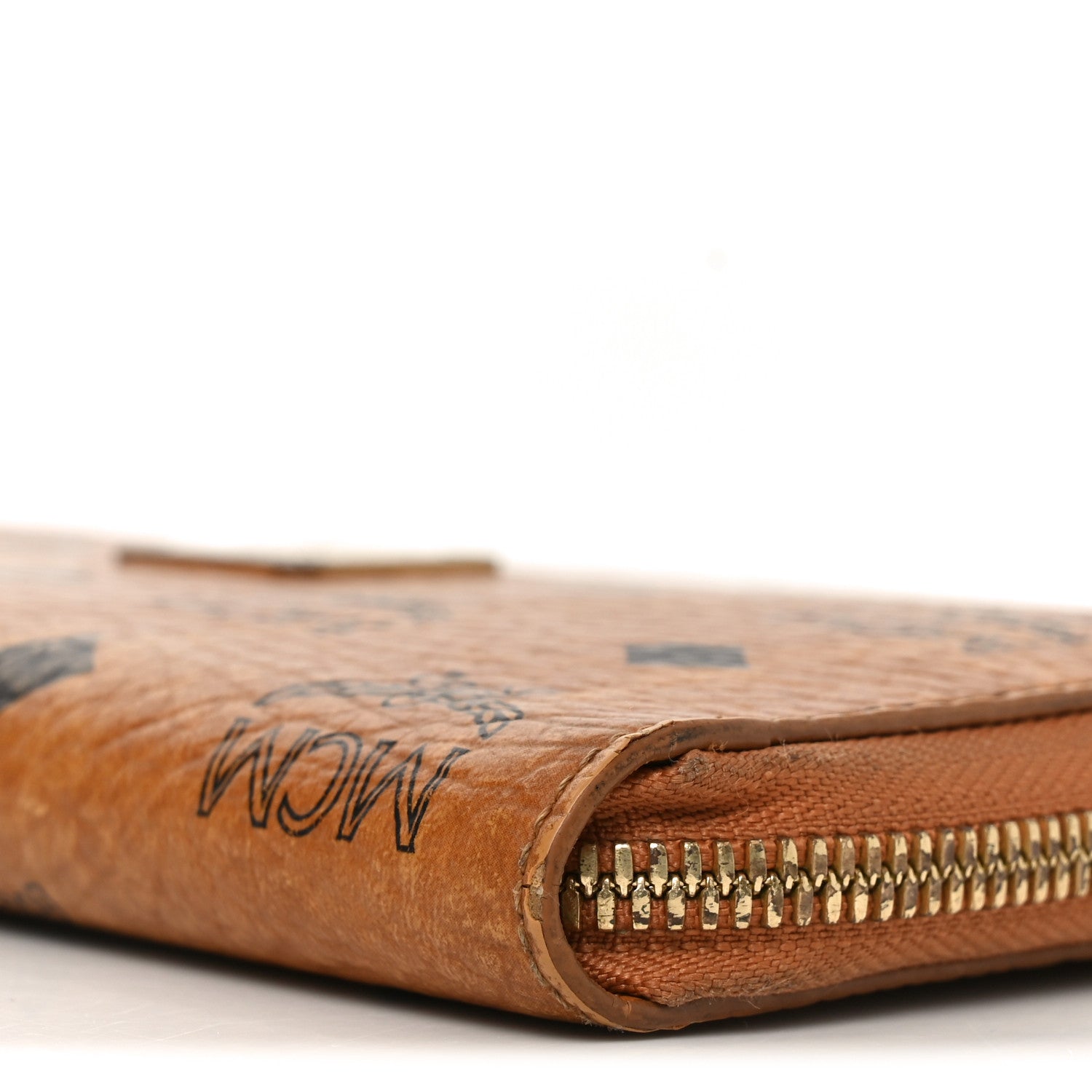 MCM Visetos Heritage Large Zip Around Wallet Cognac 1814316