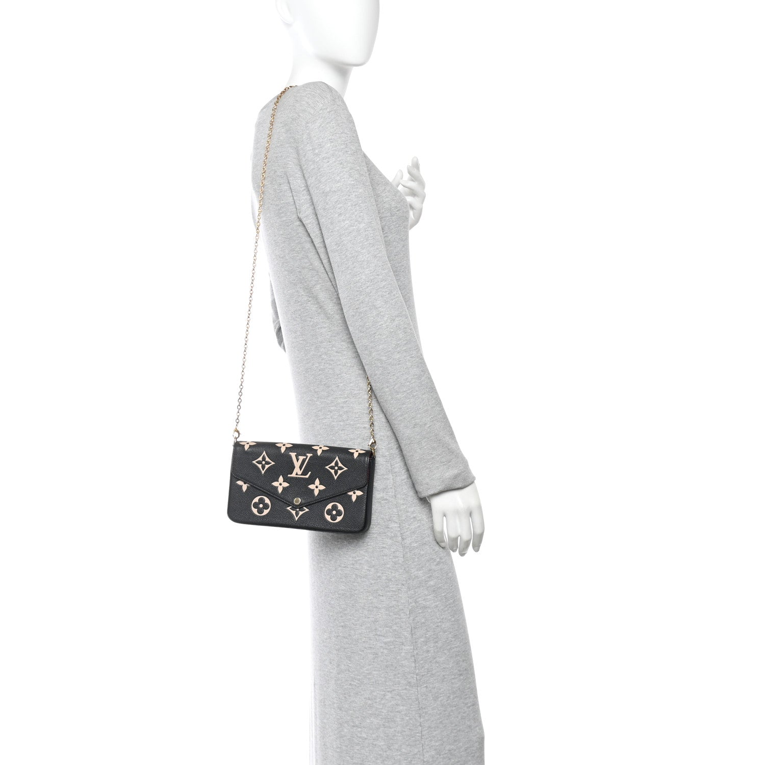 Louis Vuitton Empreinte Monogram Giant Felicie Pochette Black Beige 2 of 14