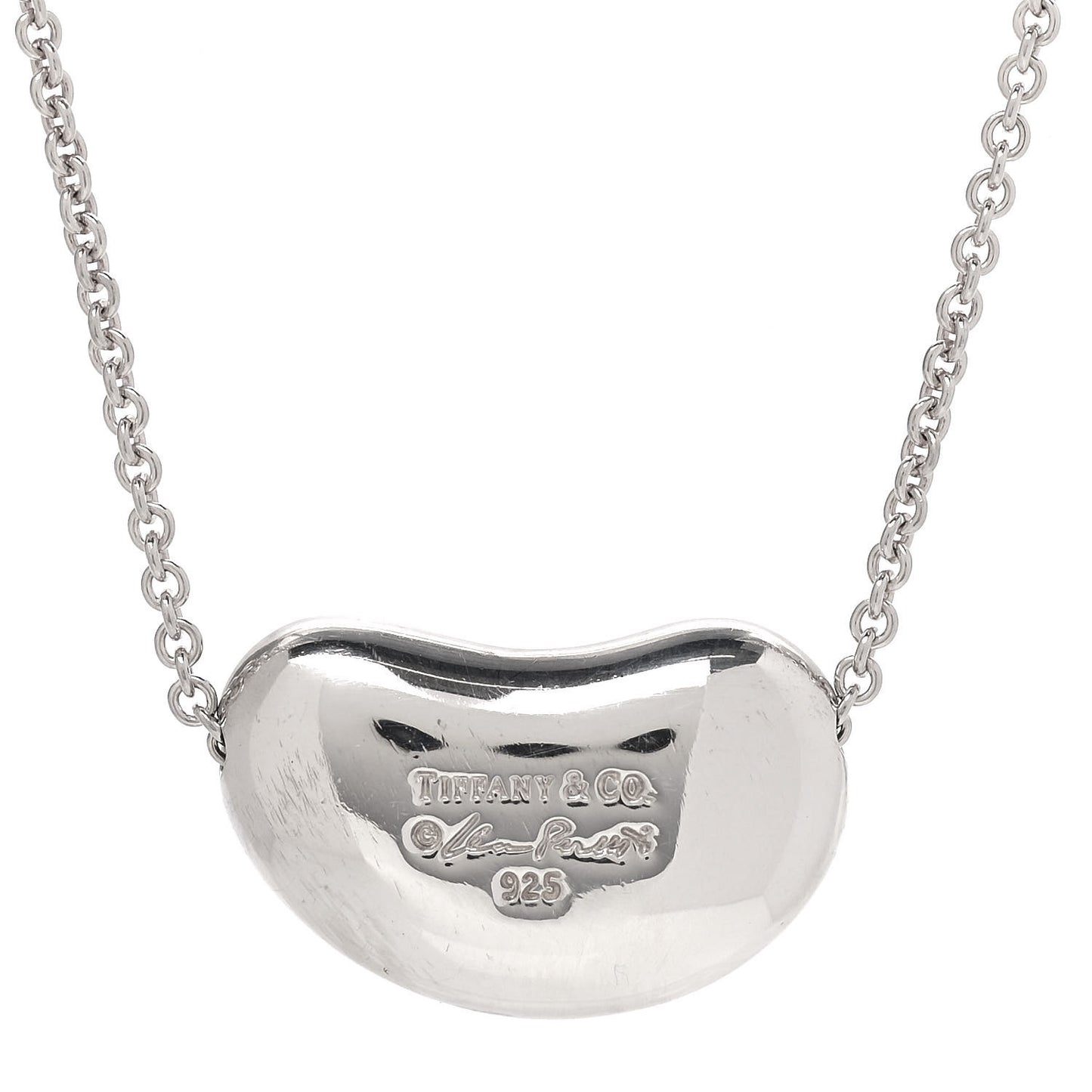 Sterling Silver 20mm Elsa Peretti Bean Pendant Necklace