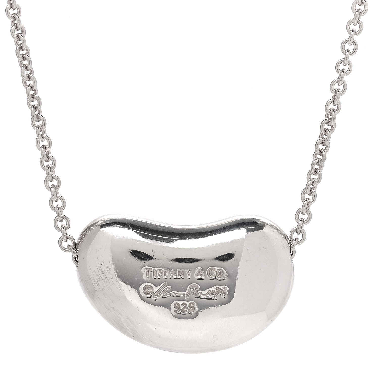 Tiffany Sterling Silver 20mm Elsa Peretti Bean Pendant Necklace 4 of 6