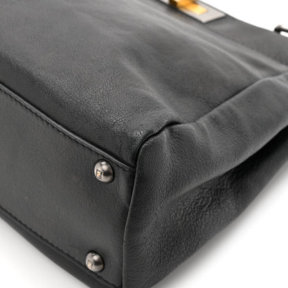 Fendi Goatskin Zucca Medium Peekaboo Iconic Satchel  Black Tobacco 13 of 13