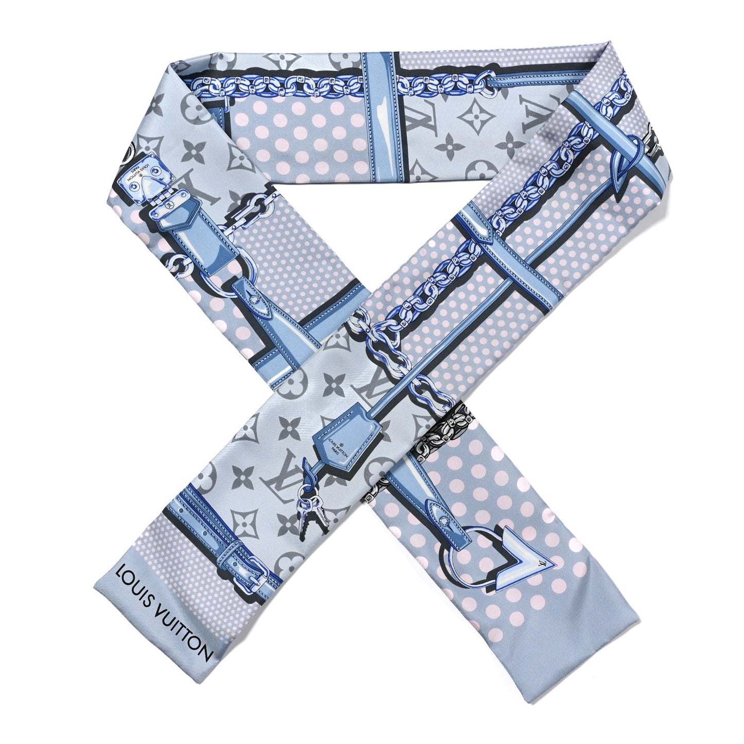 Silk Monogram Pop Confidential Bandeau Light Blue