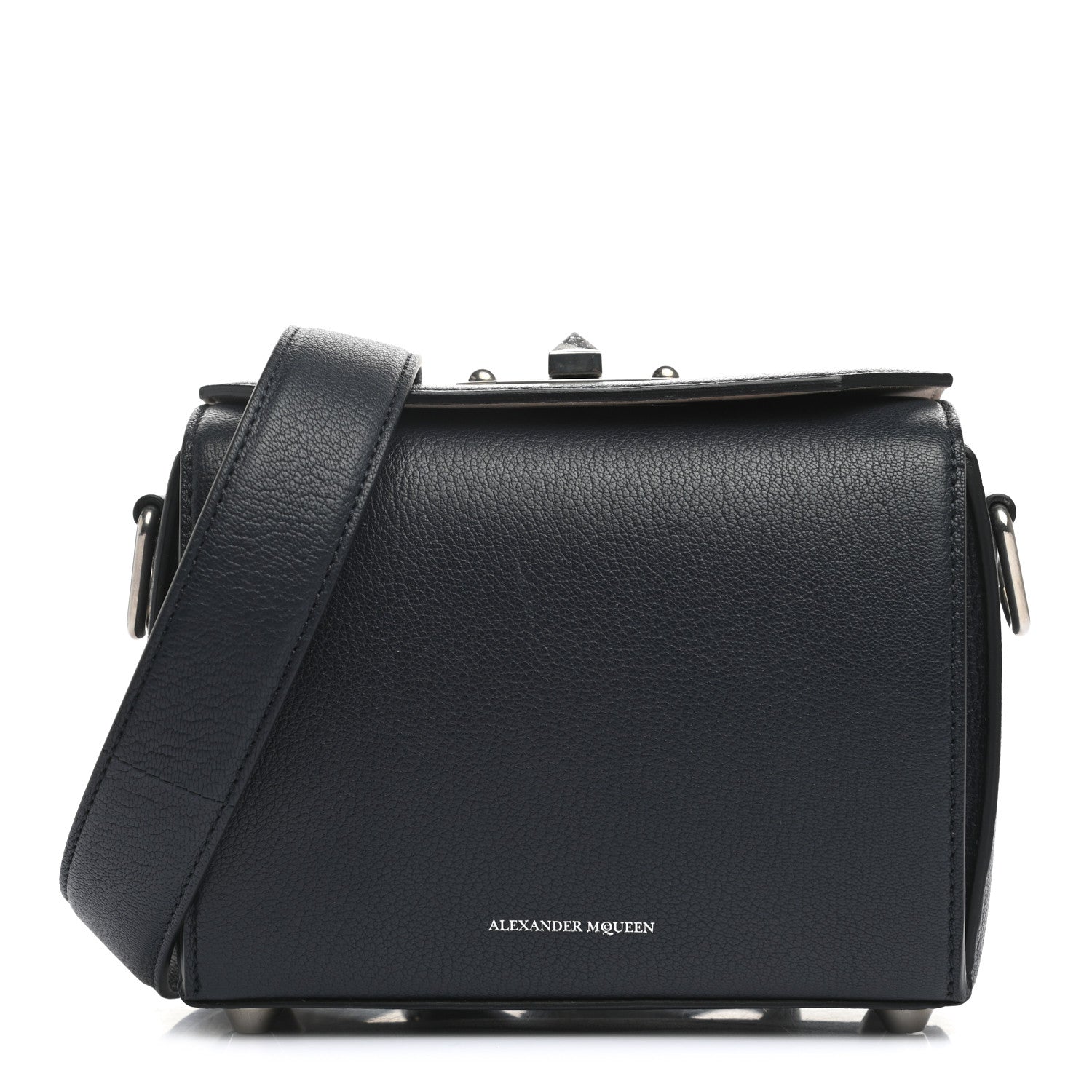 Alexander McQueen Fine Grain Goatskin Box Shoulder Bag 19 Navy 1 of 11