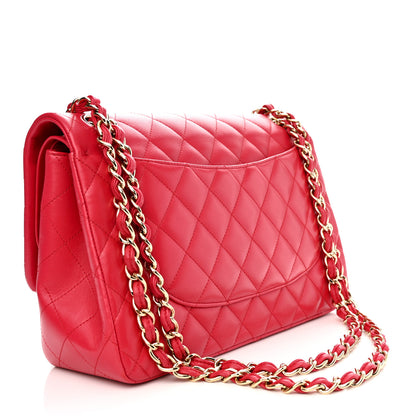 Chanel Lambskin Quilted Jumbo Double Flap Dark Pink 2 of 10