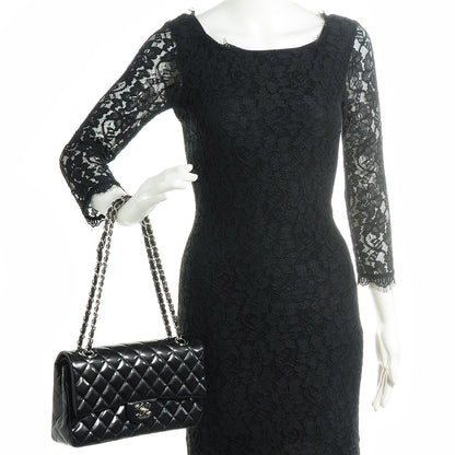 Chanel Striated Patent Quilted Medium Double Flap Black 2 of 8