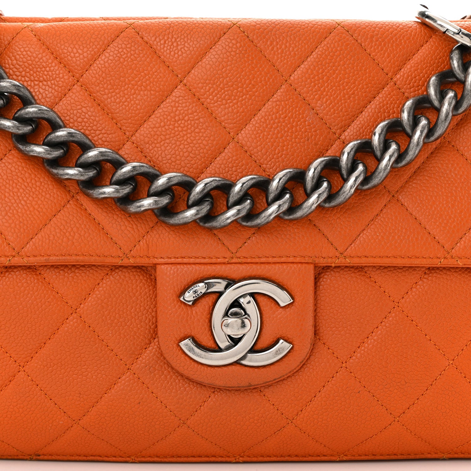 Chanel Caviar Quilted Large Retro Class Flap Orange 8 of 14