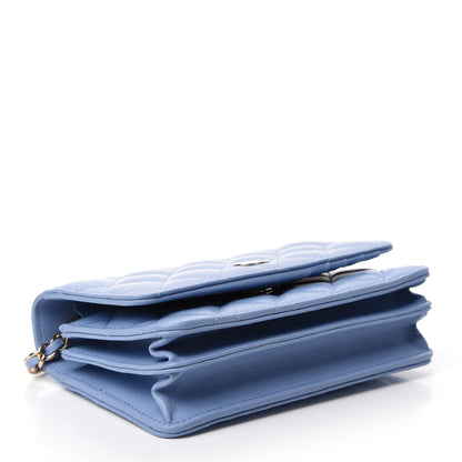 Chanel Lambskin Quilted Mini Wallet On Chain WOC Light Blue 4 of 11