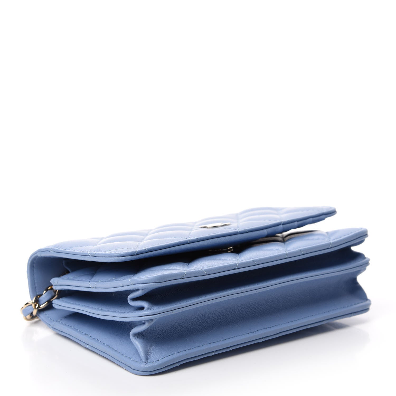 Chanel Lambskin Quilted Mini Wallet On Chain WOC Light Blue 4 of 11