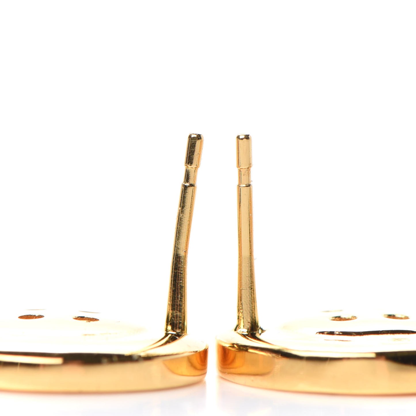 Metal Large Paris Button Earrings Gold