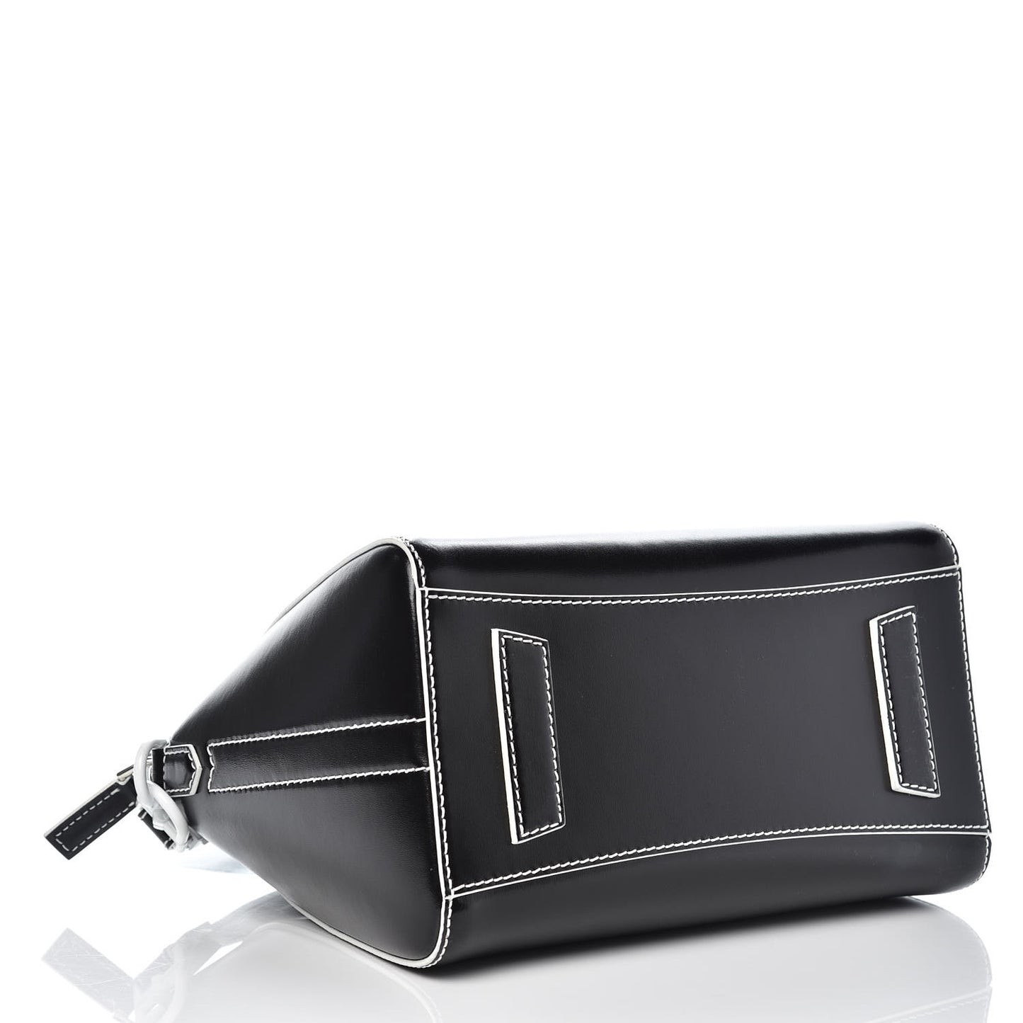 Calfskin Contrast Topstitch Small Antigona Black White