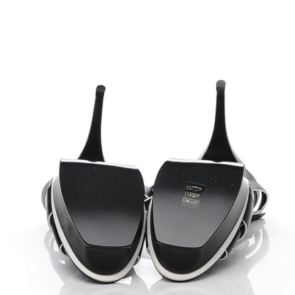 Saint Laurent Calfskin Tribute 105 Platform Sandals 40 Black White 5 of 7
