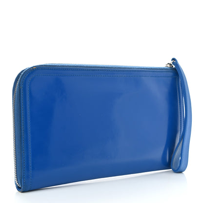 Chanel Vinyl Patent Lipstick Wristlet Wallet Blue 3 of 13