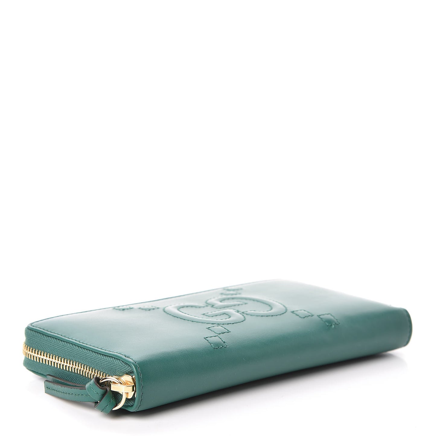 Apollo Calfskin GG Dadini Embroidered Zip Around Wallet Emerald
