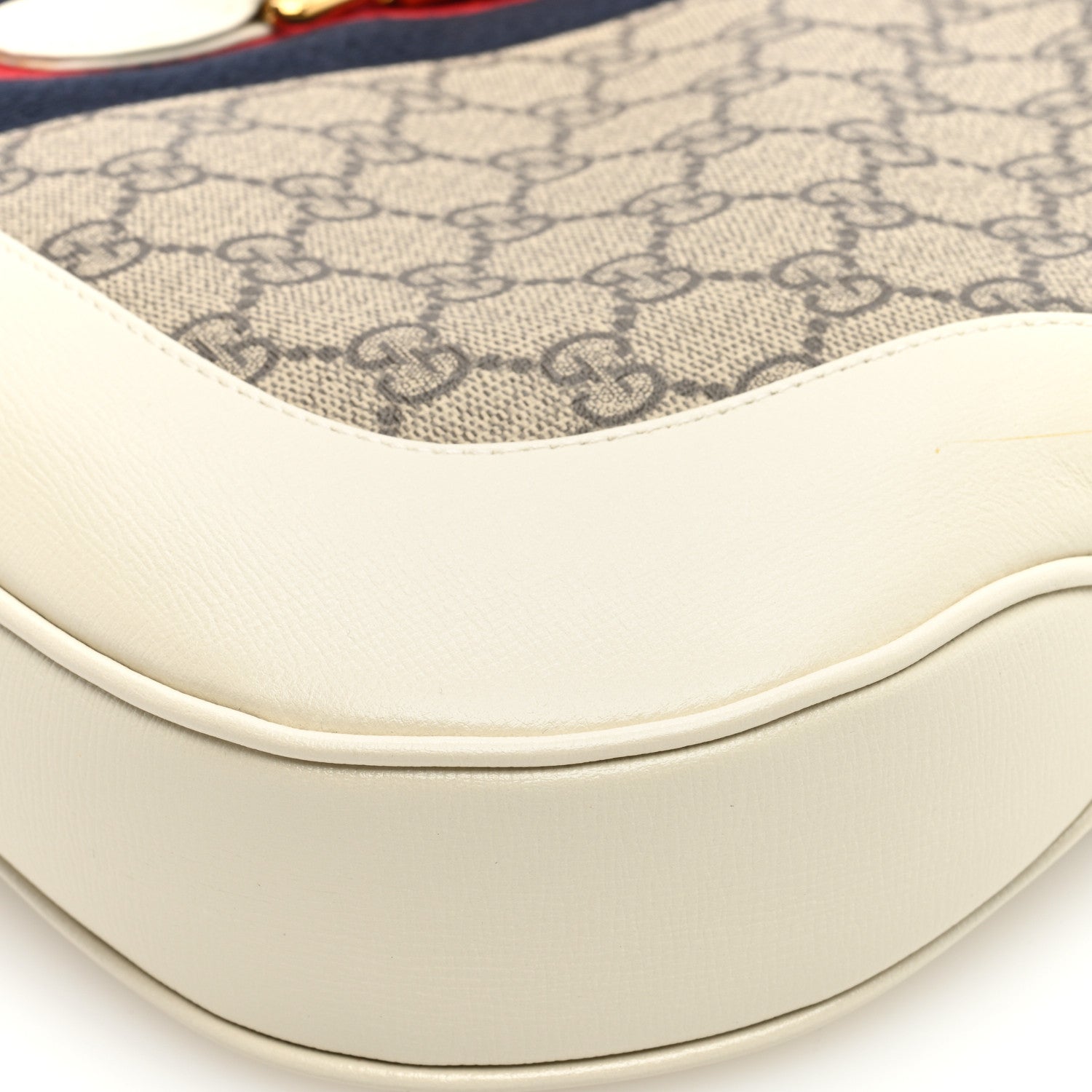 Gucci GG Supreme Monogram Textured Dollar Calfskin Web Medium Jackie 1961 Hobo Beige Ebony Mystic White 10 of 10