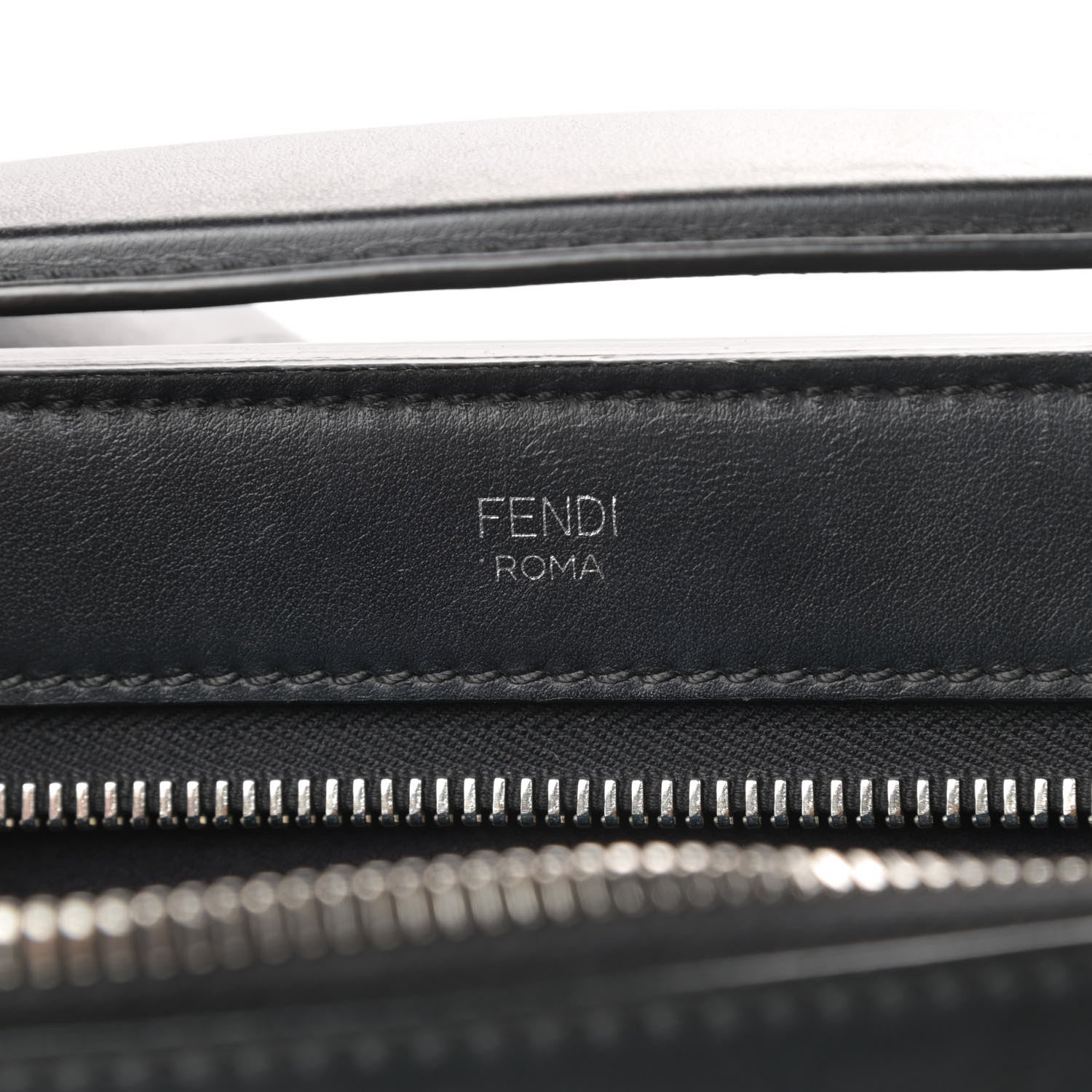 Fendi Vitello Baltico Dolce DotCom Satchel Black Blue Royal 7 of 16