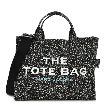 Marc Jacobs Cotton Canvas Floral Print Medium The Traveler Tote Bag Black 1 of 10