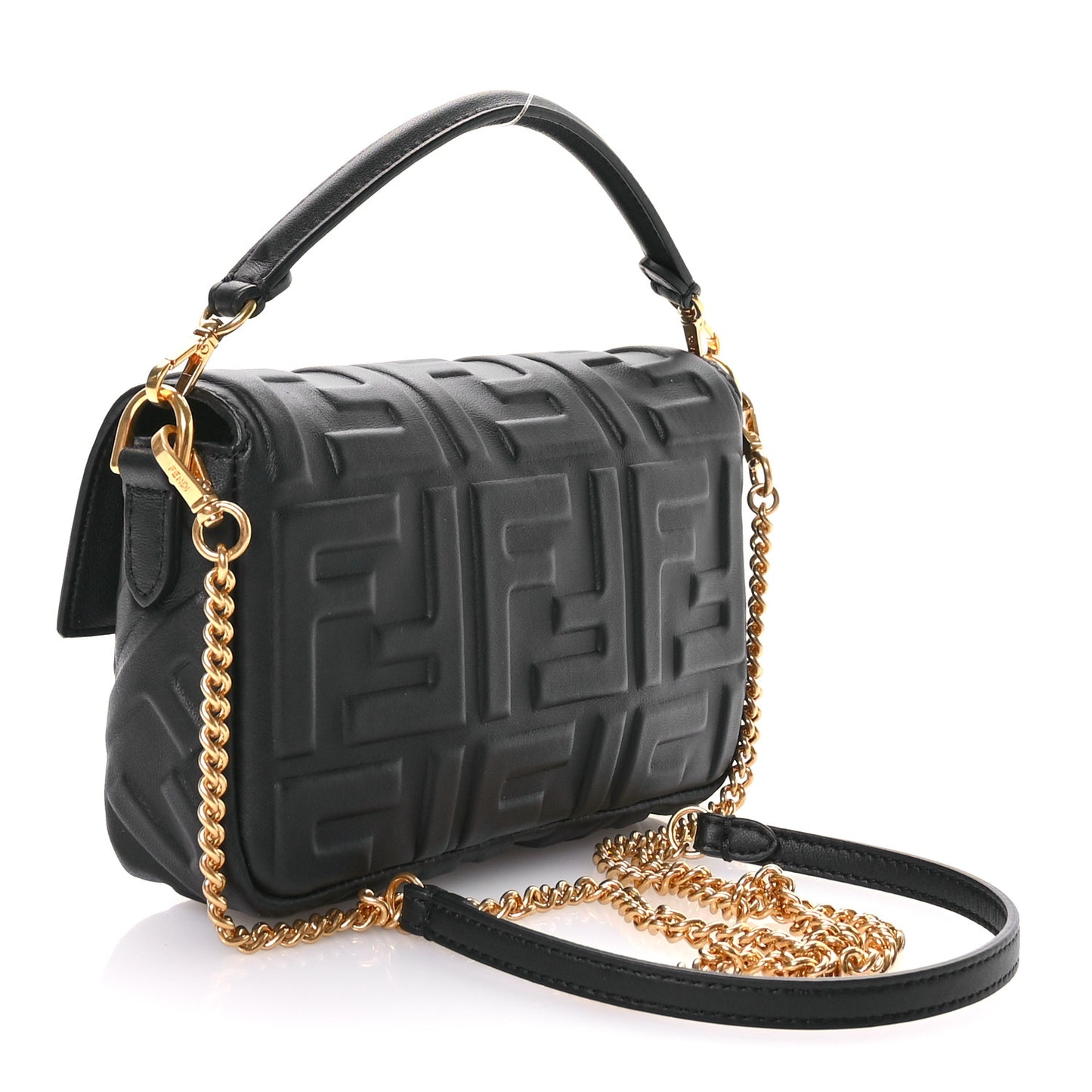 Nappa FF 1974 Embossed Mini Baguette Black