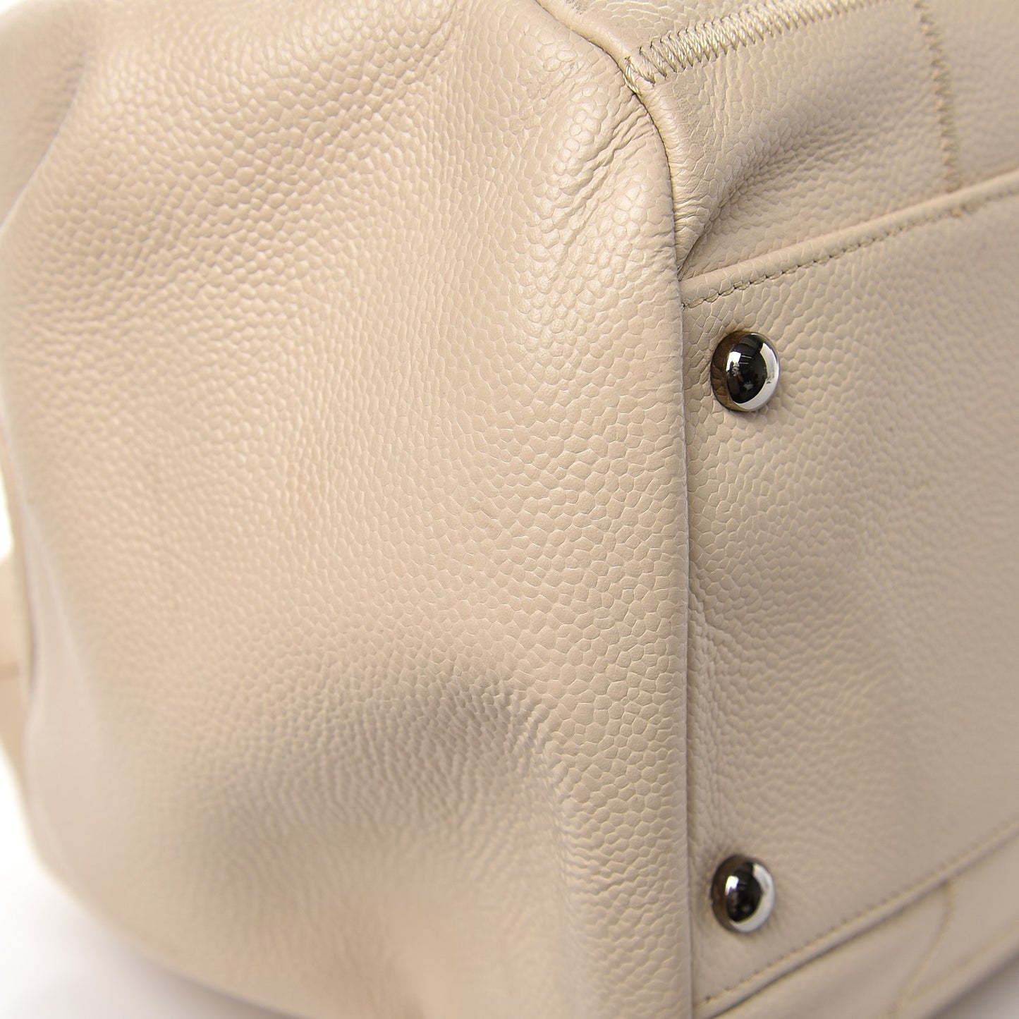 Caviar Square Stitched Large Tote Beige
