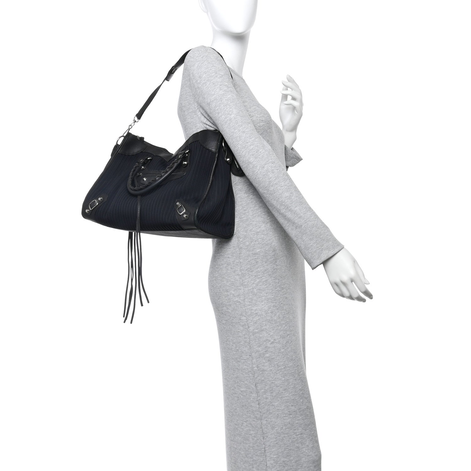 Balenciaga Ribbed Neoprene Classic Silver Hardware City Black 2 of 12