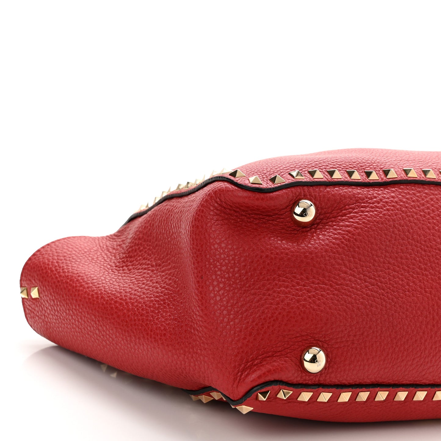 Pebbled Calfskin Medium Rockstud Tote Rosso Valentino
