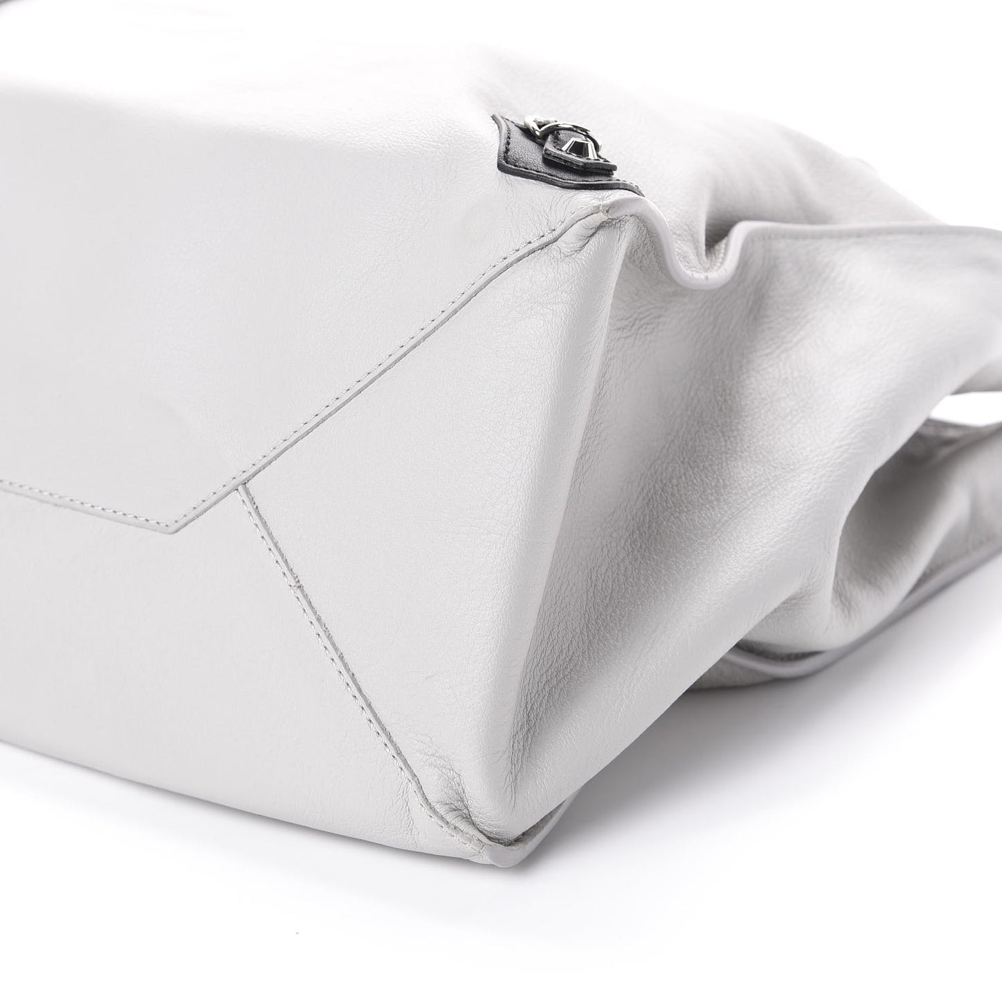 Supple Calfskin Bi-Color Papier A4 Tote White Black