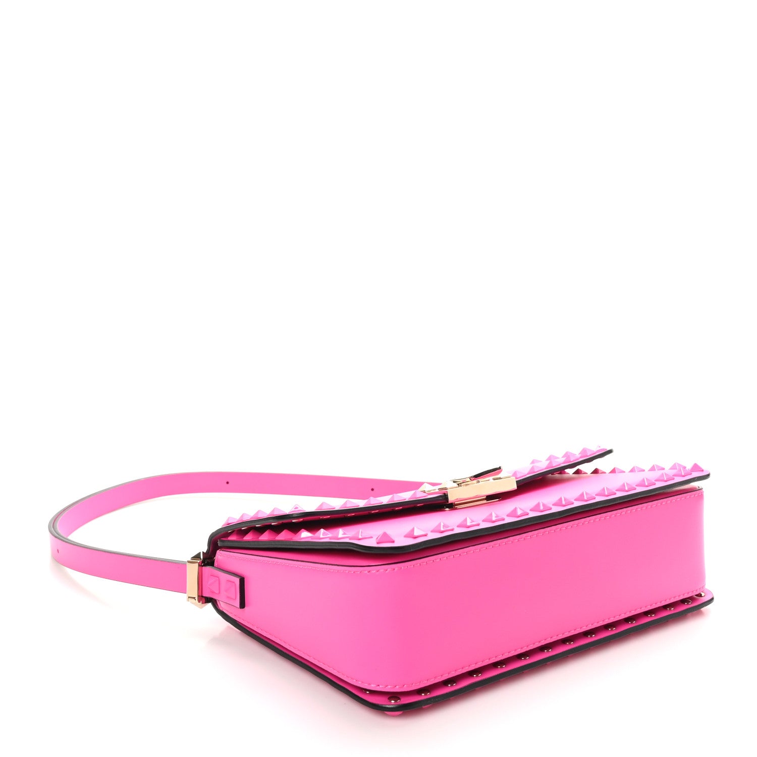 Valentino Garavani Smooth Calfskin Enamel Tonal Rockstud23 Shoulder Bag Pink PP 4 of 9