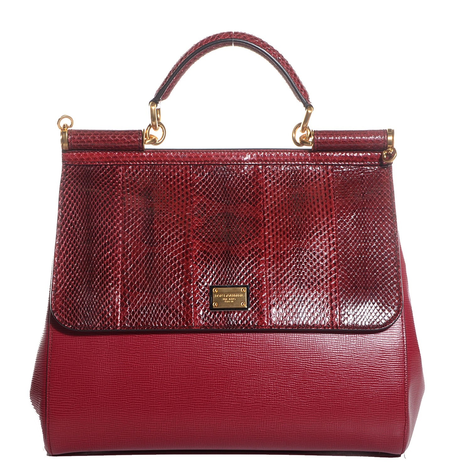 Dolce & Gabbana Ayers Calfskin Large Miss Sicily Satchel Red 1 of 8