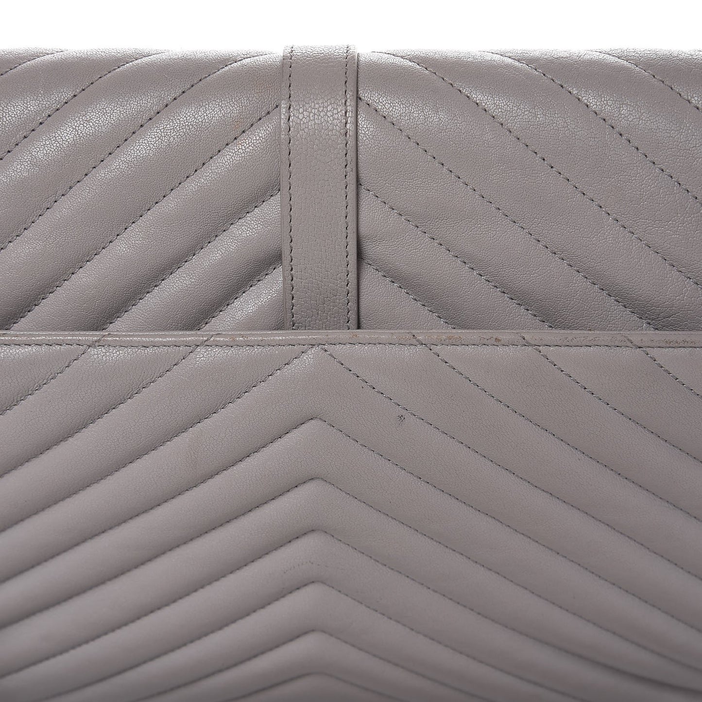 Sheepskin Matelasse Chevron Monogram Large College Satchel Light Grey