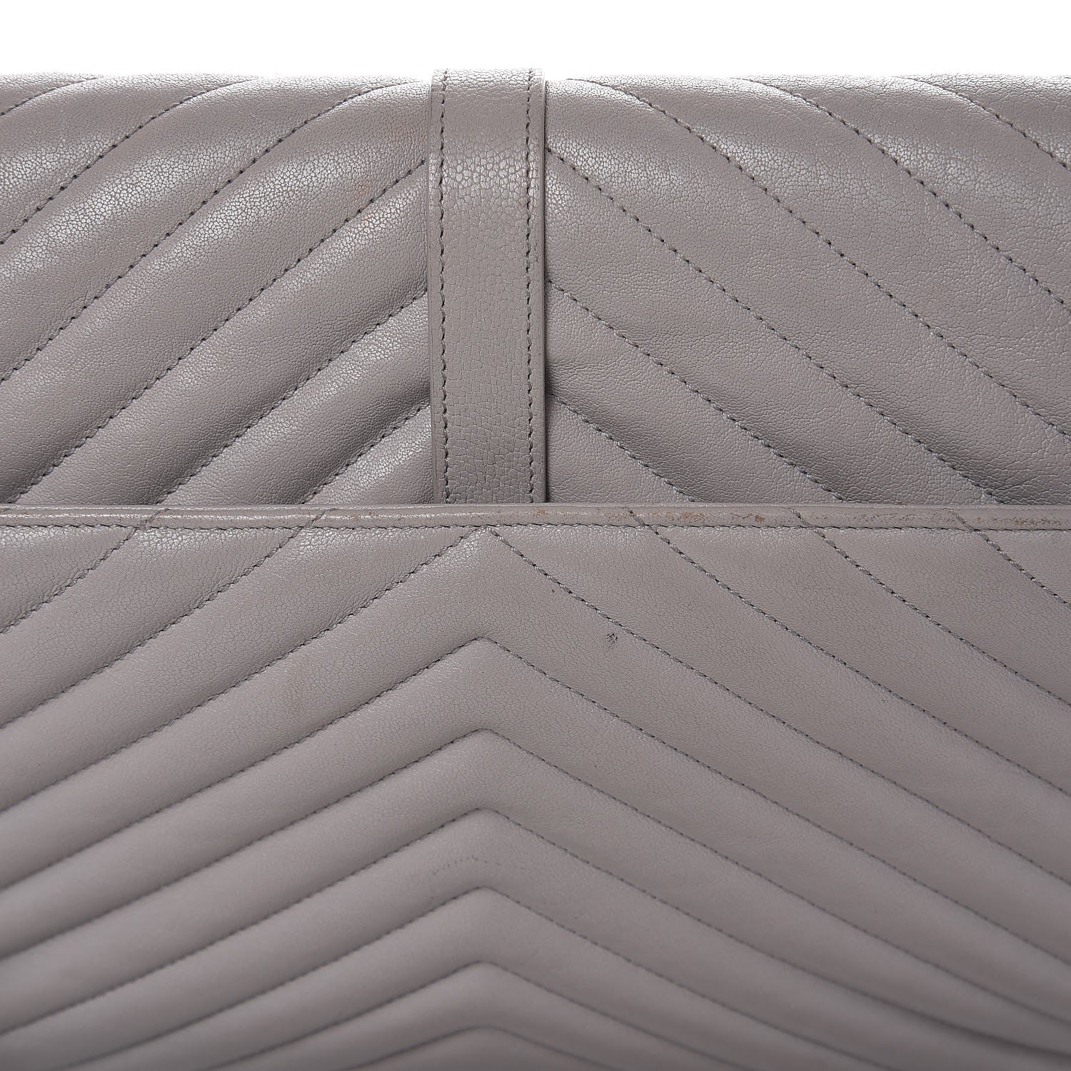 Saint Laurent Sheepskin Matelasse Chevron Monogram Large College Satchel Light Grey 9 of 14