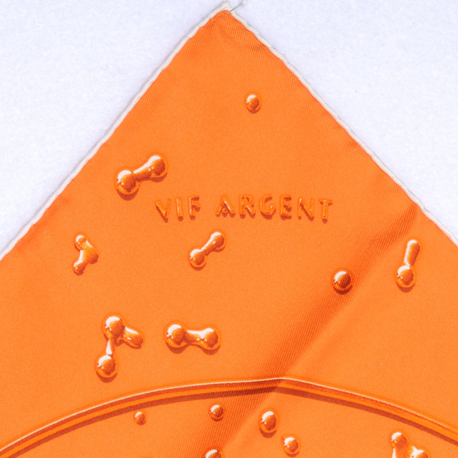 Hermes Silk Argent Pocket Square Scarf Orange 3 of 5