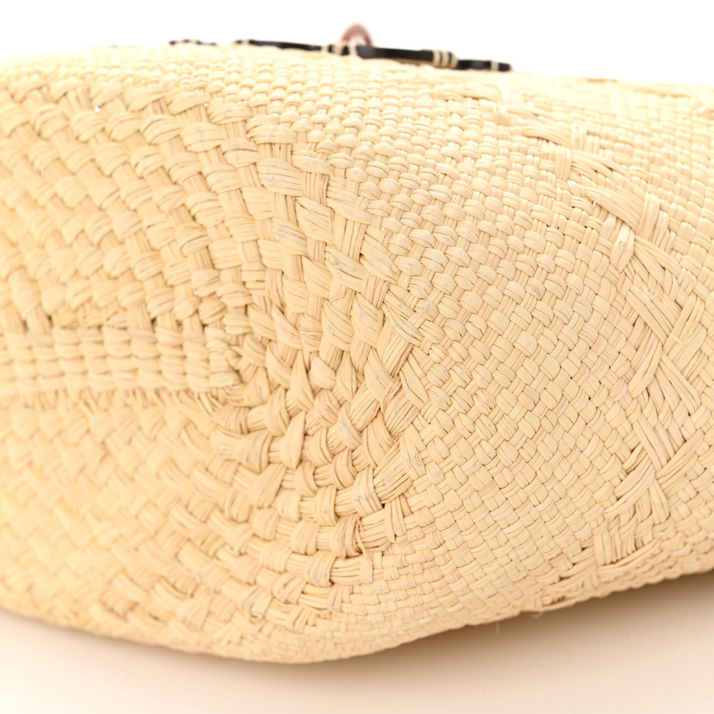 Calfskin Raffia Paulas Ibiza Medium Anagram Basket Tote Bag Natural Tan