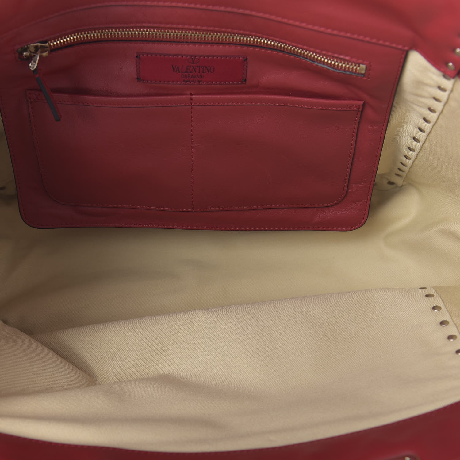 Valentino Garavani Vitello Medium Rockstud Tote Rosso Valentino 5 of 9