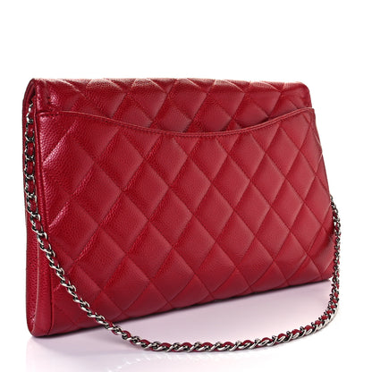 Chanel Caviar Quilted Clutch With Chain Flap Red 3 of 9