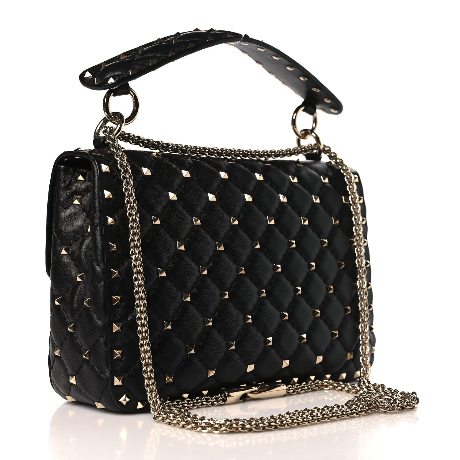 Valentino Garavani Lambskin Medium Rockstud Spike Shoulder Bag Black 3 of 8