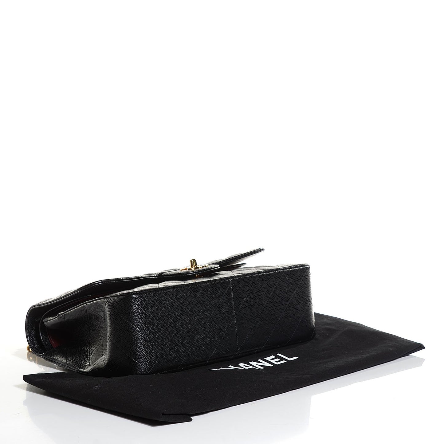 Caviar Quilted Jumbo Double Flap Black