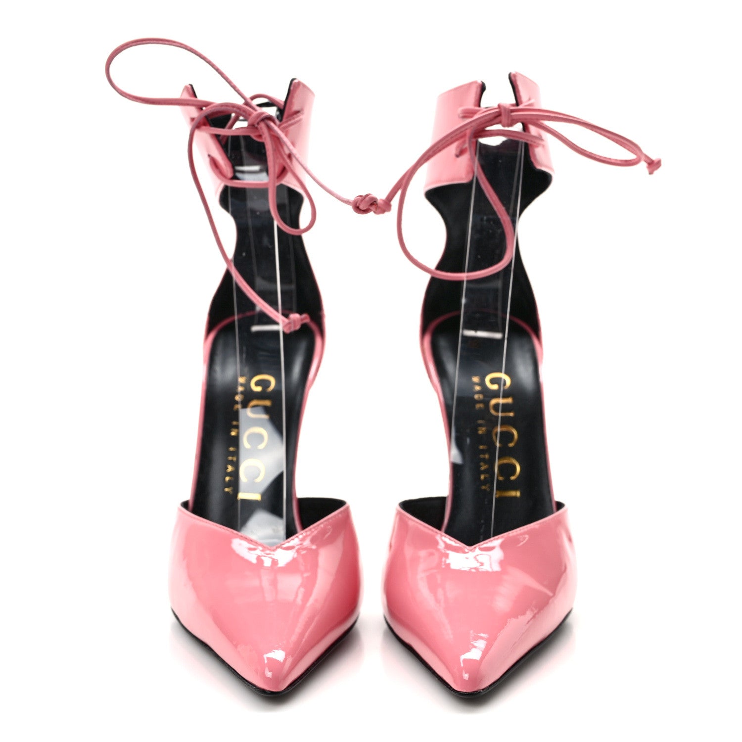 Gucci Vitello Vernice Soft Nappa Priscilla Ankle Cuff Pumps 36.5 Butterfly Pink 2 of 7