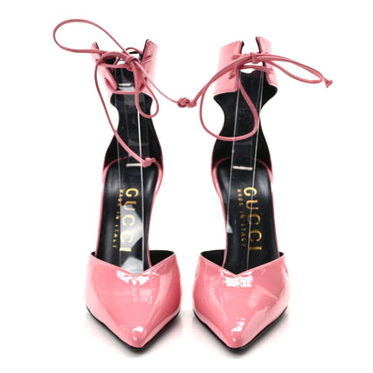 Gucci Vitello Vernice Soft Nappa Priscilla Ankle Cuff Pumps 36.5 Butterfly Pink 2 of 7