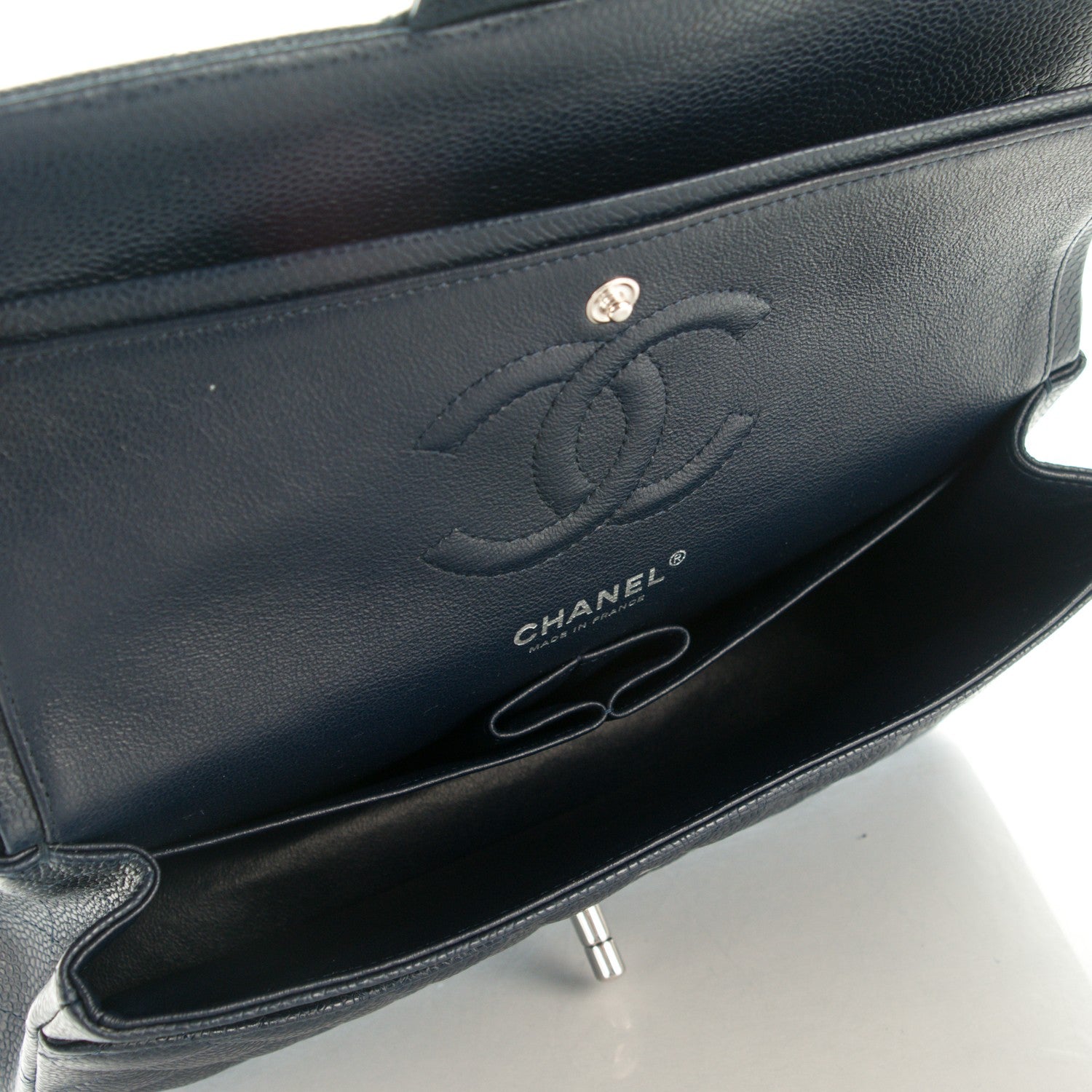 Chanel Caviar Quilted Medium Double Flap Navy 5 of 8