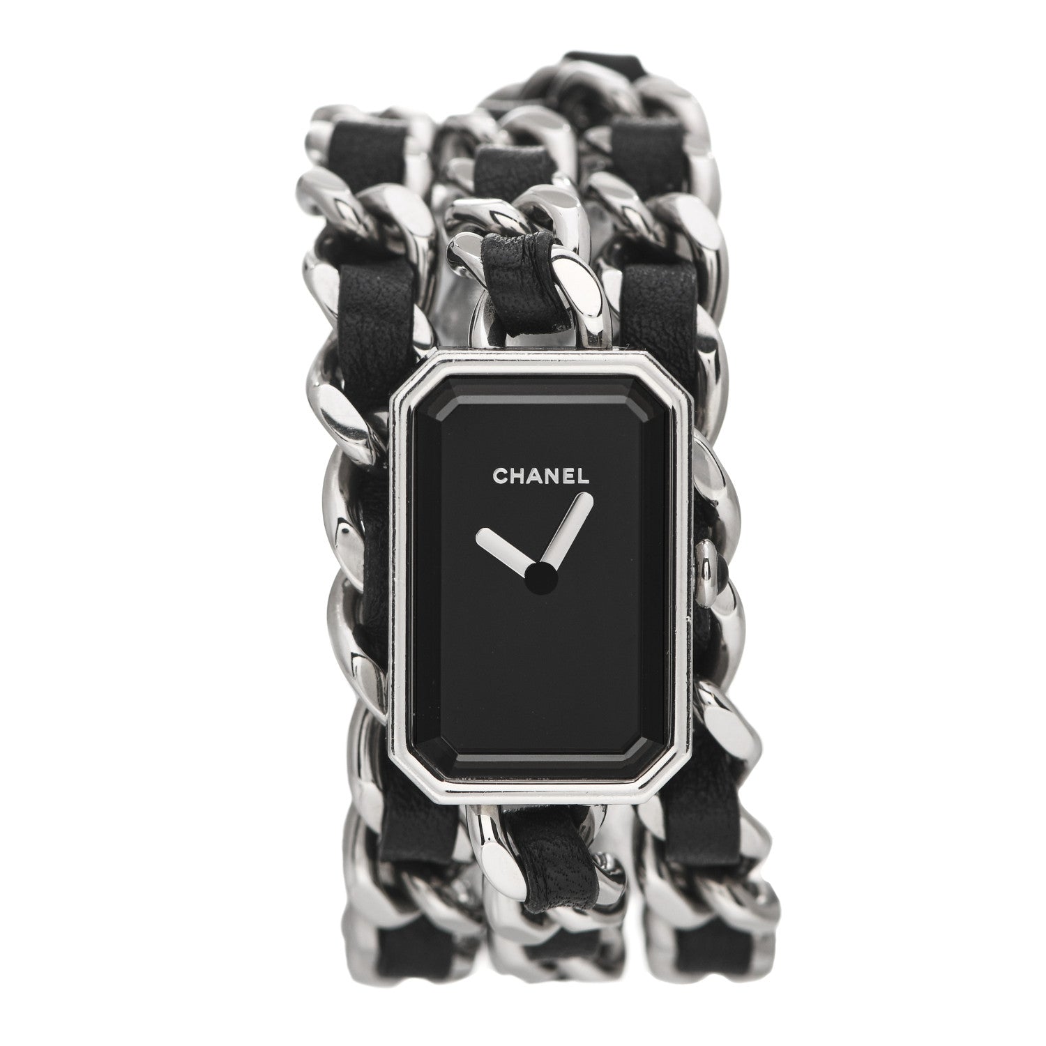 Chanel Stainless Steel Lambskin 16mm Premiere Rock Triple Row Quartz Watch Black 1 of 5