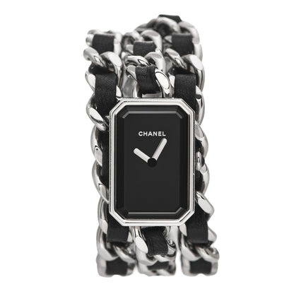 Chanel Stainless Steel Lambskin 16mm Premiere Rock Triple Row Quartz Watch Black 1 of 5