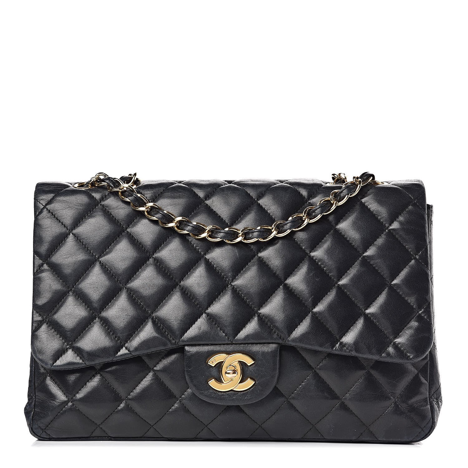 Chanel Lambskin Quilted Jumbo Single Flap Black 1 of 24