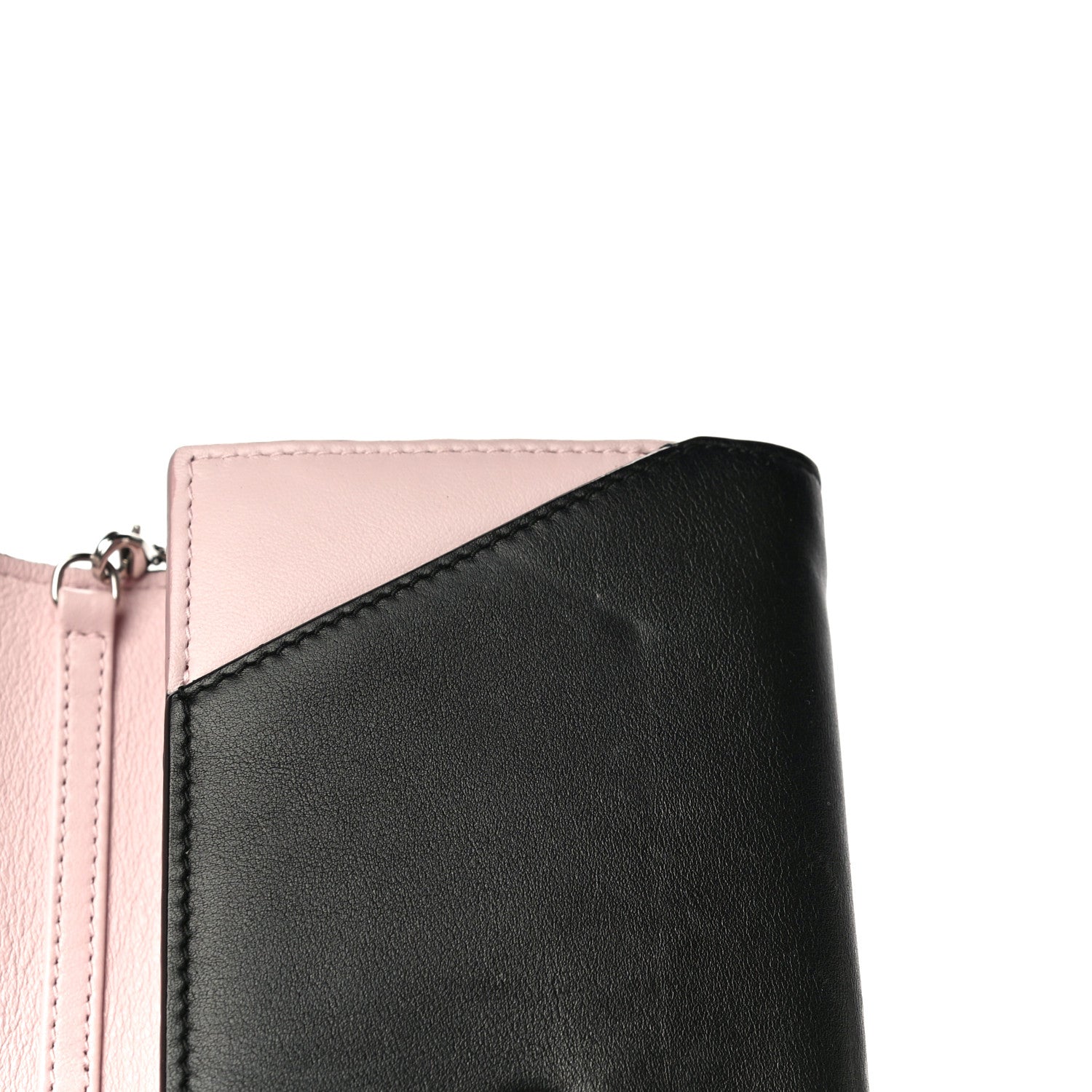 Christian Dior Calfskin Bi-Color Envelope Chain Wallet Pink Black 14 of 15