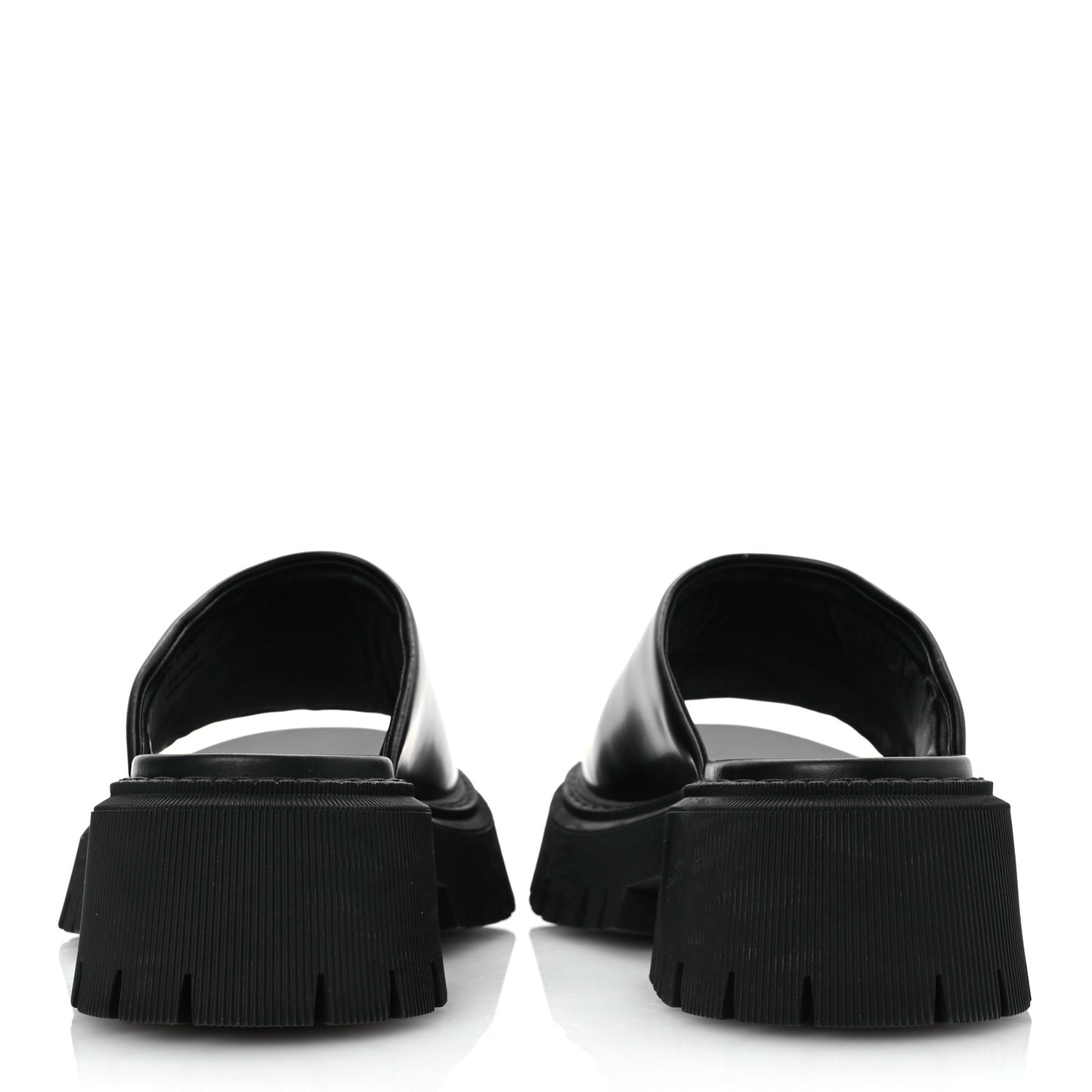 Jive Smooth Calfskin Logo Embossed Womens Tractor Platform 38 Black