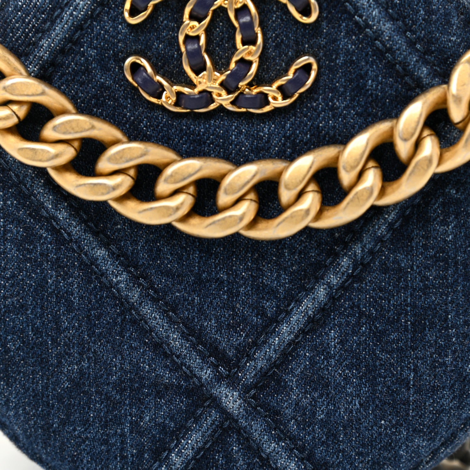 Chanel Denim Quilted Chanel 19 Round Clutch With Chain Blue 7 of 9