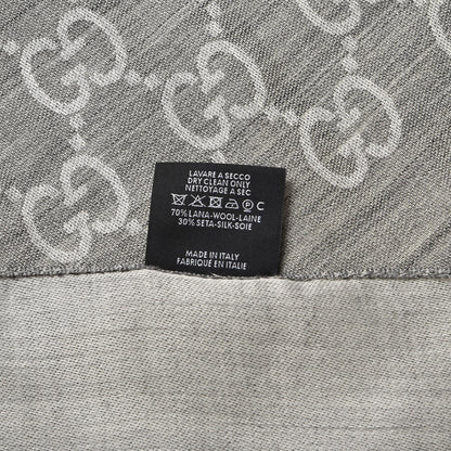 Gucci Wool Silk GG Monogram GGNat Scarf Lead 5 of 5