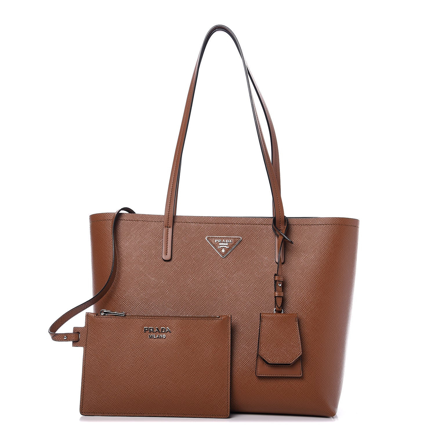 Prada Saffiano Cuir Shopping Tote Cognac Black 1 of 9