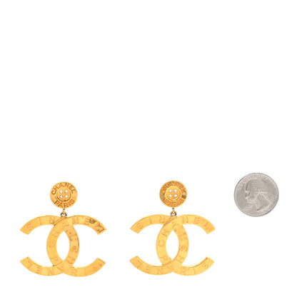 Chanel Metal Large Paris Button Earrings Gold 2 of 5