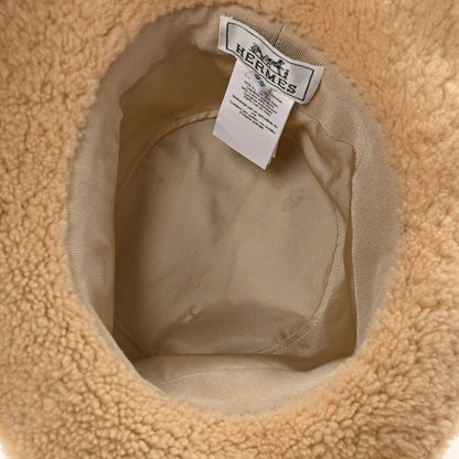 Hermes Shearling Womens Fauve Bucket Hat 55 Marron Tonka 6 of 8