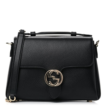 Gucci Dollar Calfskin Interlocking G Top Handle Shoulder Bag Black 1 of 13