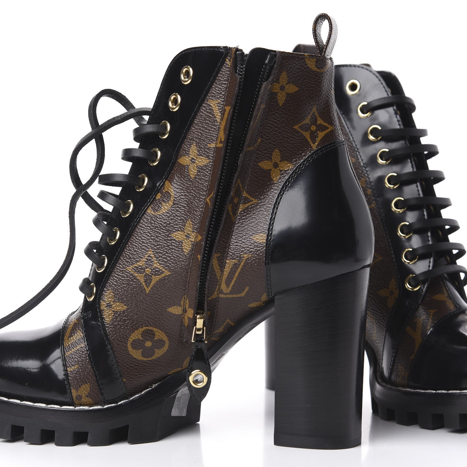 Louis Vuitton Patent Calfskin Monogram Star Trail Ankle Boots 37 Black 11 of 14